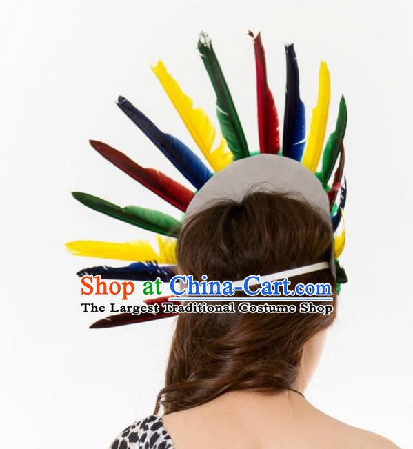 Professional Cosplay Hunter Feather Hair Crown Malankara Wild Man Hair Accessories Tribe Chief Headwear Halloween Fancy Ball Headdress