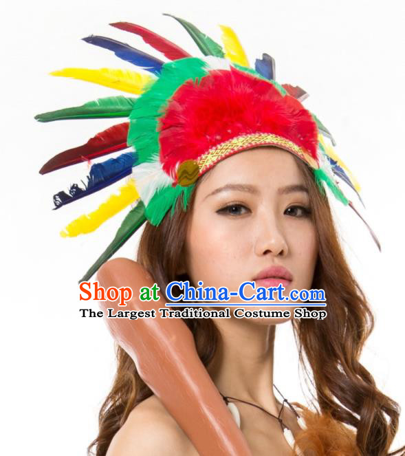 Professional Cosplay Hunter Feather Hair Crown Malankara Wild Man Hair Accessories Tribe Chief Headwear Halloween Fancy Ball Headdress
