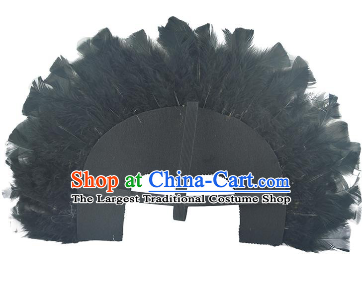 Professional Cosplay Warrior Black Feather Hat Samba Dance Headdress Halloween Apache Tribal Chief Headwear Stage Show Hair Accessories