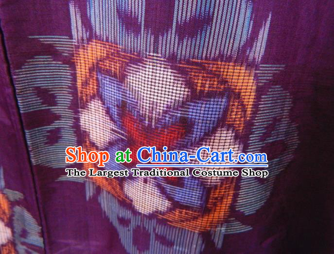 Japanese Traditional Ceremony Garment Costume Bride Mother Purple Yukata Dress Classical Rhombus Pattern Edo Komon Kimono Clothing