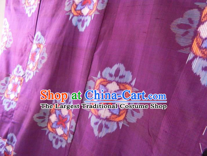 Japanese Traditional Ceremony Garment Costume Bride Mother Purple Yukata Dress Classical Rhombus Pattern Edo Komon Kimono Clothing