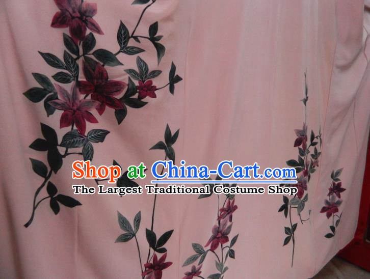 Japanese Traditional Printing Garment Costume Young Woman Pink Yukata Dress Classical Lily Flowers Pattern Tsukesage Kimono Clothing