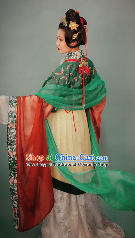 China Traditional Dunhuang Murals Historical Costumes Ancient Royal Countess Garment Clothing Song Dynasty Noble Woman Hanfu Dress