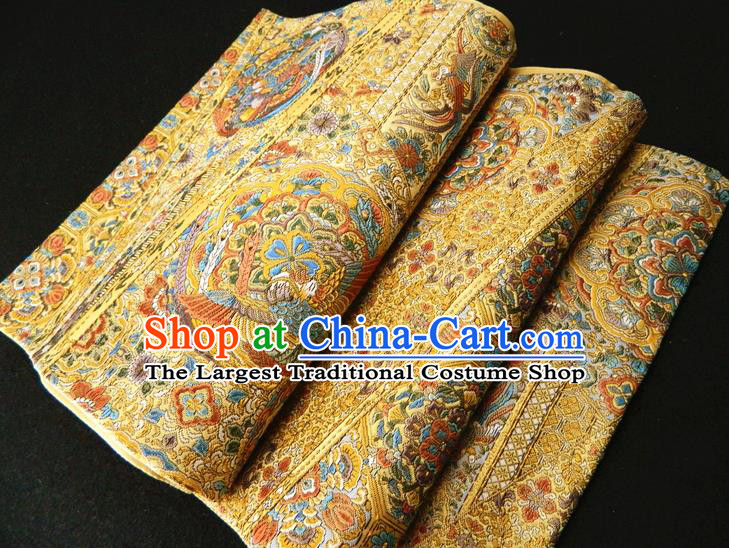 Japanese Handmade Golden Brocade Waistband Classical Yukata Dress Hekoobi Accessories Traditional Embroidered Kimono Belt