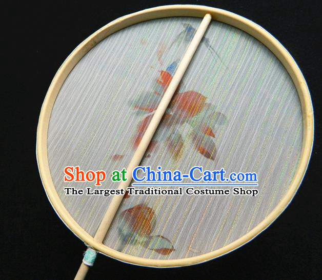 Japan Handmade Printing Red Lotus Silk Fan Geisha Performance Fan Classical Dance Circular Fan Traditional Palace Fan