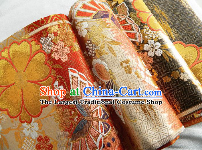 Japanese Classical Yukata Dress Hekoobi Accessories Traditional Butterfly Flowers Pattern Kimono Belt Handmade Red Brocade Waistband