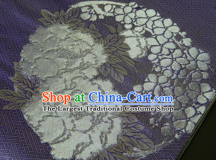 Japanese Traditional Chrysanthemum Pattern Lilac Brocade Belt Handmade Kimono Waistband Yukata Dress Hekoobi Accessories