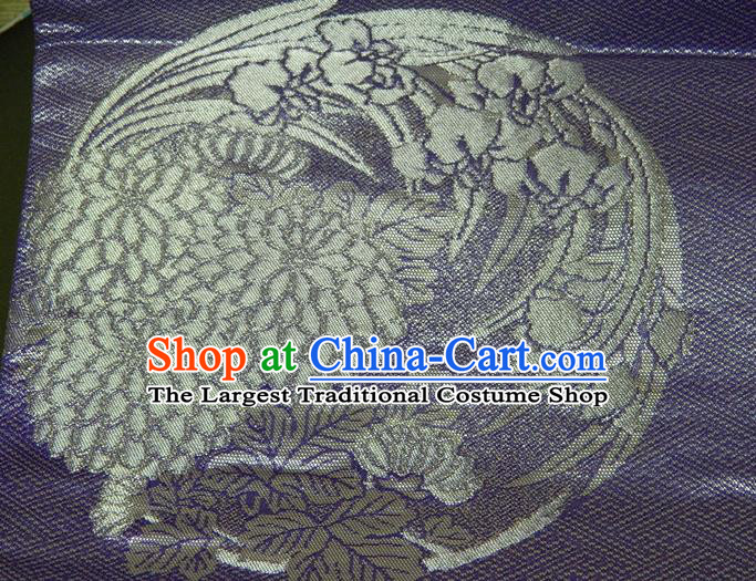 Japanese Traditional Chrysanthemum Pattern Lilac Brocade Belt Handmade Kimono Waistband Yukata Dress Hekoobi Accessories