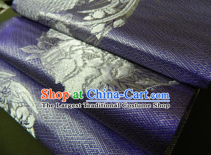 Japanese Traditional Chrysanthemum Pattern Lilac Brocade Belt Handmade Kimono Waistband Yukata Dress Hekoobi Accessories