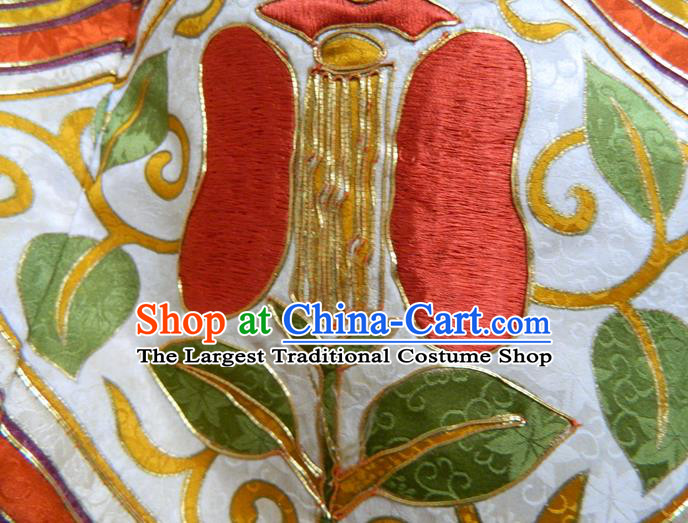 Japanese Young Woman Garment Costume Classical Rhombus Pattern White Silk Yukata Dress Traditional Court Furisode Kimono Clothing