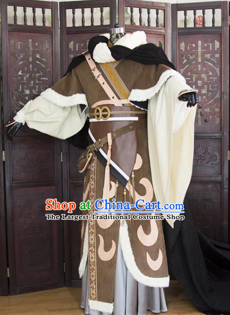 China Ancient Chivalrous Male Garment Costumes Traditional Puppet Show Swordsman Shang Buhuan Uniforms Cosplay King Hanfu Clothing