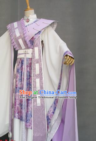 China Cosplay Fairy Queen Garment Costumes Ancient Princess Lilac Hanfu Dress Traditional Puppet Show Swordswoman Clothing