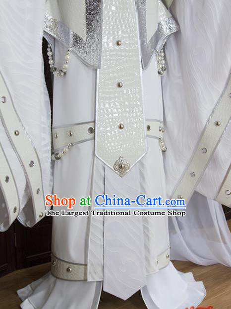 China Cosplay Royal Prince White Hanfu Clothing Ancient Chivalrous Knight Garment Costumes Traditional Puppet Show Swordsman Uniforms