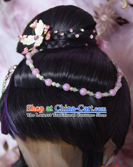 Chinese Cosplay Fairy Jun Manlu Headdress Ancient Swordswoman Wigs and Hair Crown Traditional Puppet Show Princess Hair Accessories