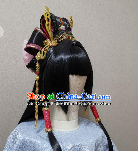 China Traditional Puppet Show Feng Cailing Hair Accessories Cosplay Fairy Headdress Ancient Princess Wigs and Hairpins Headpieces