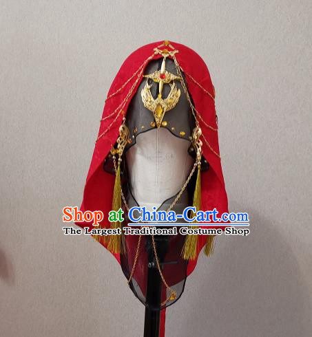 Chinese Traditional Hanfu Red Hat Ancient Princess Headdress Cosplay Female Swordsman Headpiece