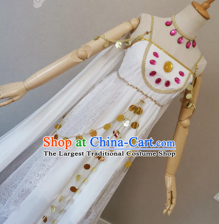 Top Halloween Fancy Ball Fairy Garment Costume Magic Princess Clothing Cosplay Young Beauty White Dress