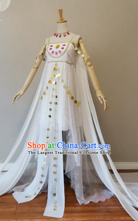 Top Halloween Fancy Ball Fairy Garment Costume Magic Princess Clothing Cosplay Young Beauty White Dress