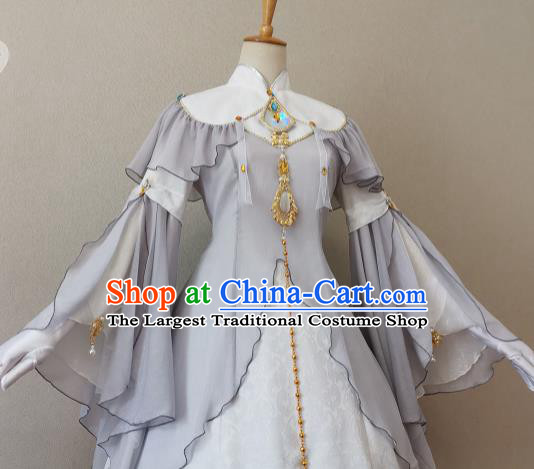 Top Cosplay Young Beauty Grey Short Dress Halloween Fancy Ball Fairy Garment Costume Magic Princess Clothing