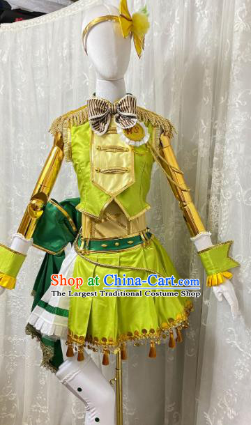Top Cartoon Girl Group Dance Clothing Cosplay Angel Light Green Short Dress Outfits Halloween Fancy Ball Musician Garment Costume
