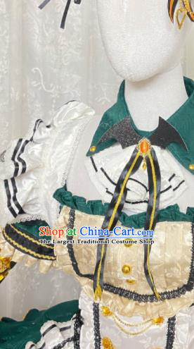 Top Musician Girl Clothing Cosplay Young Lady Green Bubble Dress Halloween Fancy Ball Garment Costume