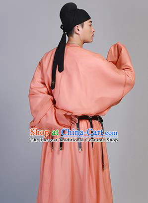 China Tang Dynasty Young Male Historical Clothing Ancient Swordsman Garment Costume Traditional Hanfu Orange Robe