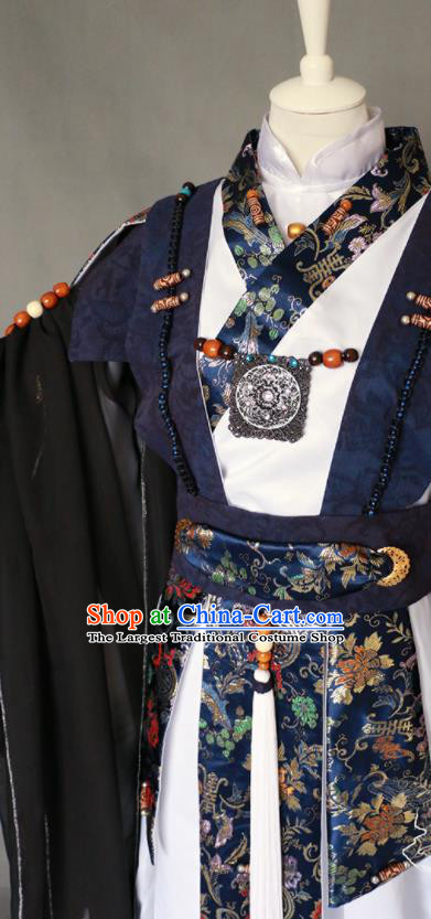 Chinese Traditional Puppet Show Swordsman Yan Hanqing Garment Costumes Cosplay Young Hero Clothing Ancient Chivalrous Expert Uniforms