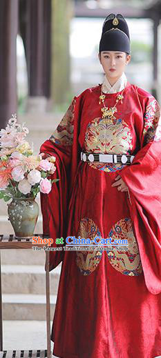 China Traditional Hanfu Red Imperial Robe Ming Dynasty Emperor Historical Clothing Ancient Royal King Garment Costume for Men