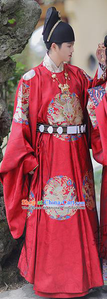 China Traditional Hanfu Red Imperial Robe Ming Dynasty Emperor Historical Clothing Ancient Royal King Garment Costume for Men