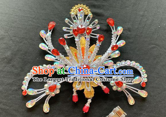 Chinese Beijing Opera Princess Argent Hair Crown and Hairpins Peking Opera Hua Tan Hair Accessories Traditional Opera Actress Headpieces