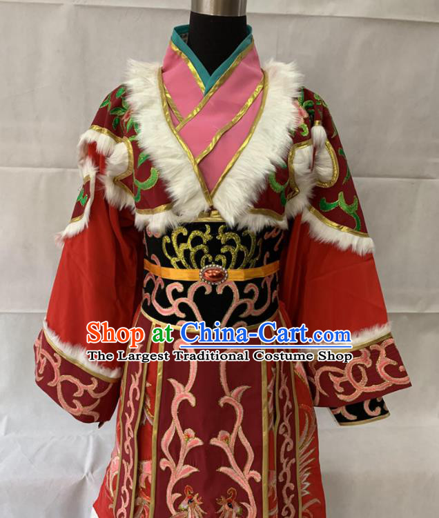 China Traditional Opera Diva Garment Costumes Ancient Ethnic Princess Clothing Beijing Opera Hua Tan Red Dress Outfits