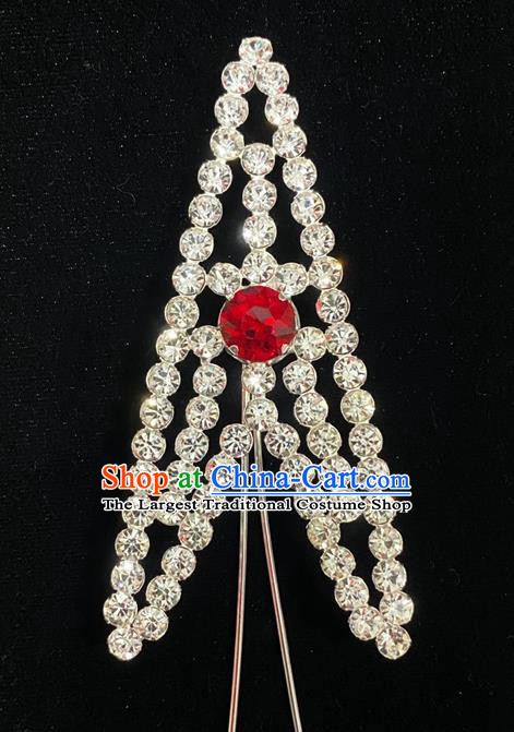 Chinese Traditional Opera Swordswoman Hairpin Beijing Opera Actress Hair Accessories Peking Opera Wudan Crystal Hair Stick