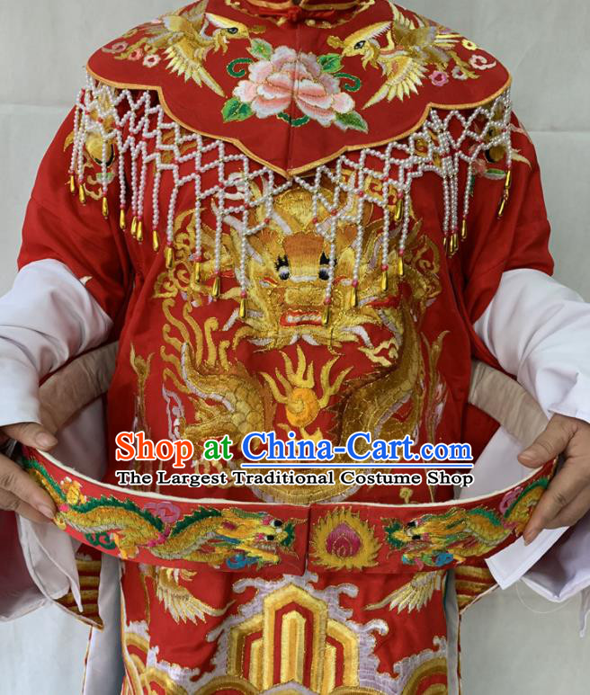 China Beijing Opera Actress Red Dress Outfits Traditional Opera Empress Garment Costumes Ancient Imperial Concubine Embroidered Clothing