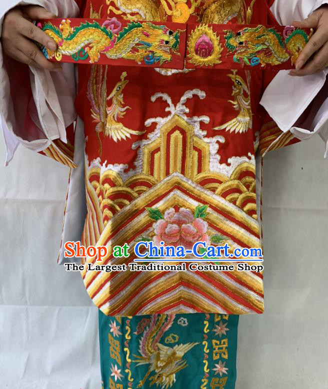 China Beijing Opera Actress Red Dress Outfits Traditional Opera Empress Garment Costumes Ancient Imperial Concubine Embroidered Clothing