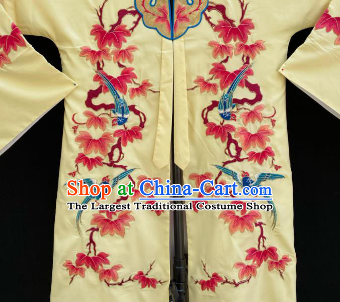 China Traditional Opera Young Lady Garment Costume Ancient Princess Clothing Beijing Opera Hua Tan Embroidered Yellow Cape