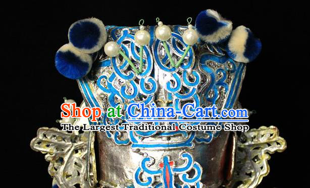 Handmade China Ancient General Hat Peking Opera Swordsman Headdress Beijing Opera Wusheng Helmet Headwear