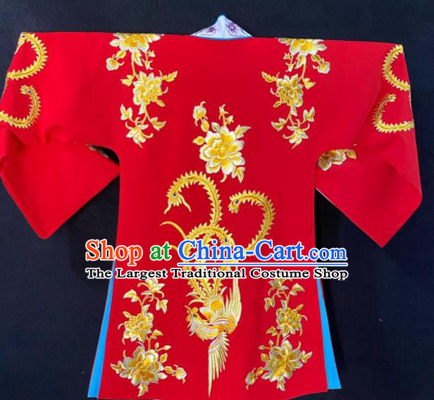 China Traditional Opera Young Beauty Garment Costume Ancient Princess Clothing Beijing Opera Diva Embroidered Phoenix Red Cape