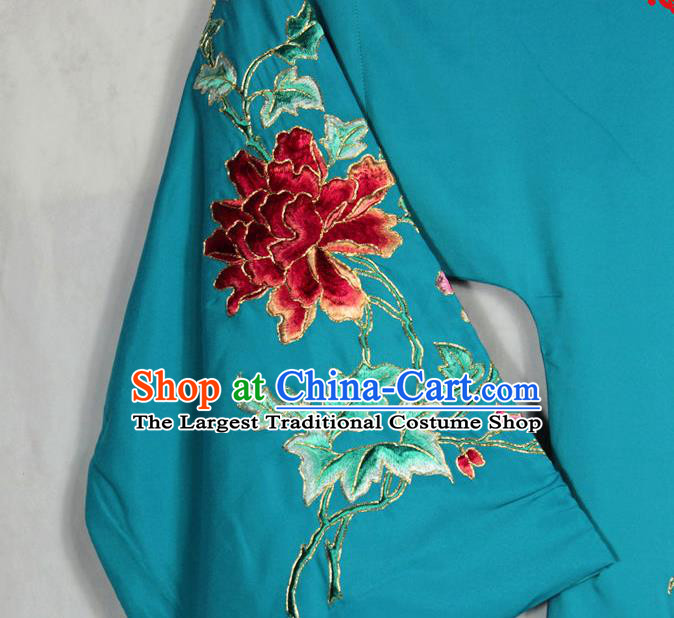 China Ancient Princess Clothing Beijing Opera Actress Embroidered Green Cape Traditional Opera Noble Lady Garment Costume