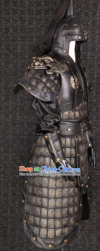 Chinese Ancient General Garment Costumes Traditional Han Dynasty Warrior Zhang Fei Armor and Helmet Set