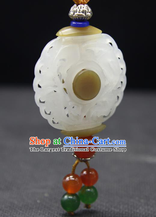 China National Jade Sachet Pendant Classical Cheongsam Jewelry Accessories Handmade Carving Hetian Jade Necklace