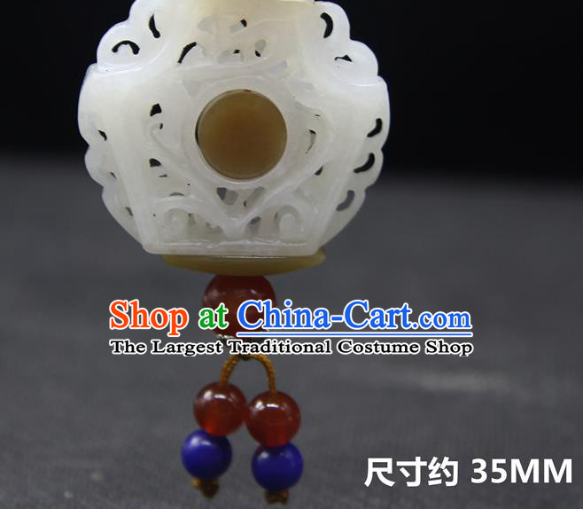 China National Jade Sachet Pendant Classical Cheongsam Jewelry Accessories Handmade Carving Hetian Jade Necklace
