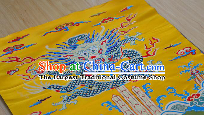 China Traditional Large Dragon Pattern Design Brocade Fabric Zang Nationality Silk Fabrics Red Yunjin Drapery