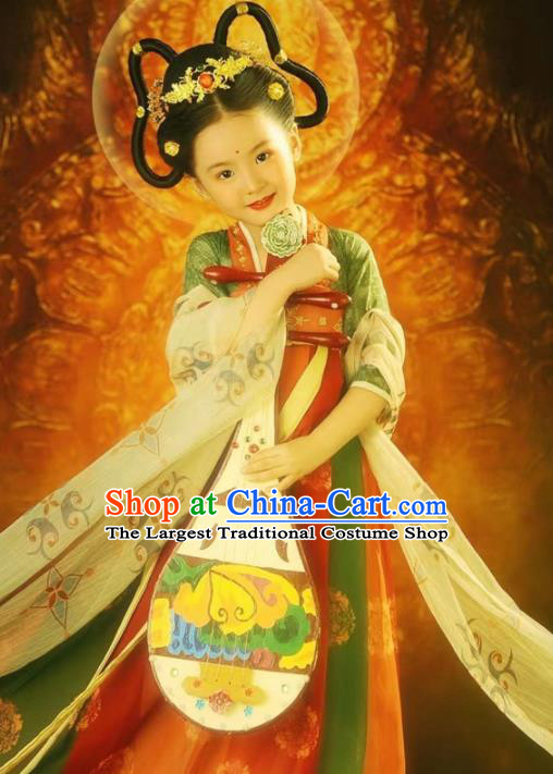 Chinese Tang Dynasty Princess Ruqun Hanfu Dress Ancient Fairy Garment Costumes Traditional Children Clothing