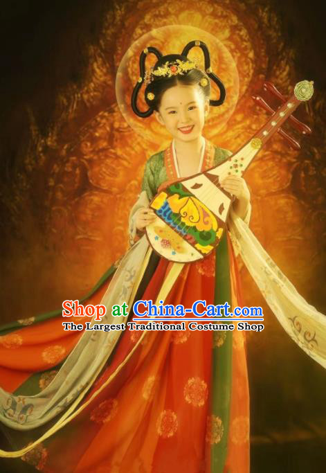 Chinese Tang Dynasty Princess Ruqun Hanfu Dress Ancient Fairy Garment Costumes Traditional Children Clothing