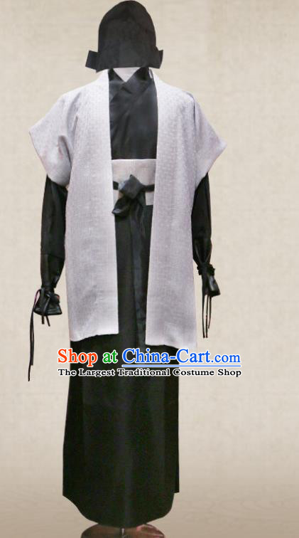 Chinese Ancient Civilian Male Clothing Romance of the Three Kingdoms Swordsman Zhang Fei Costumes and Hat