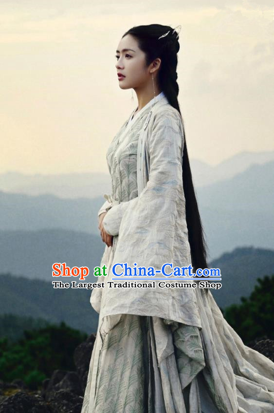Chinese Ancient Noble Lady Grey Dress Clothing Romance Series The Blessed Girl Yin Zhuang Garment Costumes and Headpieces Complete Set