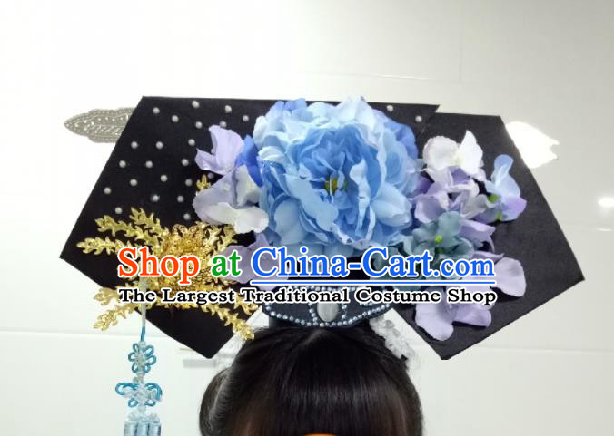 China TV Series Empresses in the Palace Jing Fei Headpiece Ancient Imperial Consort Giant Wing Hair Accessories Traditional Qing Dynasty Headdress