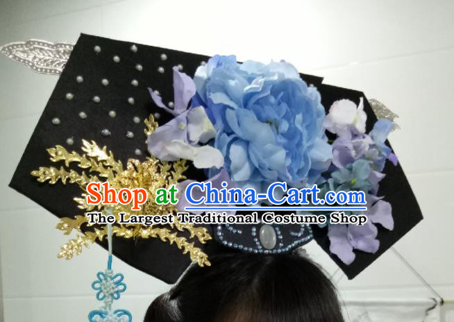 China TV Series Empresses in the Palace Jing Fei Headpiece Ancient Imperial Consort Giant Wing Hair Accessories Traditional Qing Dynasty Headdress