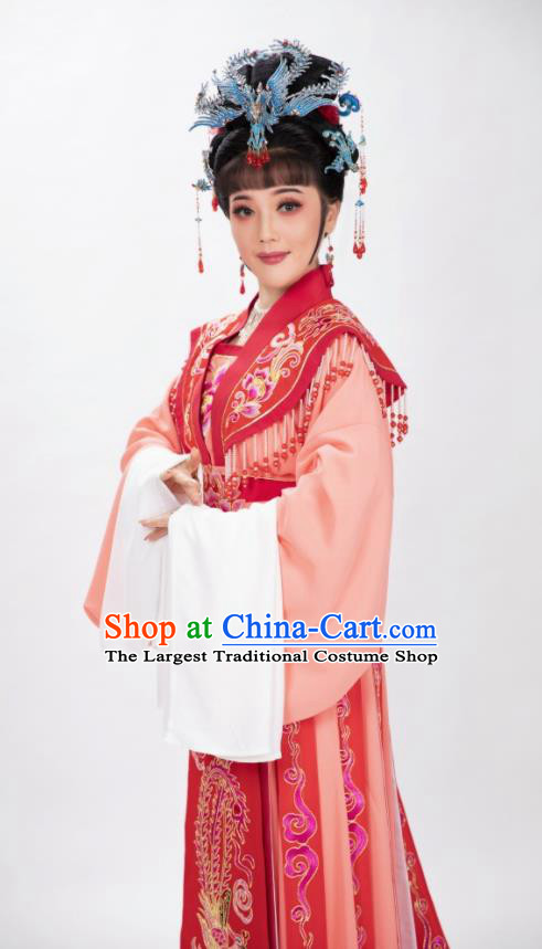 Chinese Ancient Royal Princess Clothing Peking Opera Hua Tan Garment Costumes Traditional Shaoxing Opera Empress Red Dress