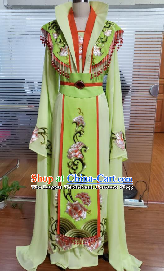 Chinese Ancient Fairy Clothing Peking Opera Hua Tan Garment Costumes Traditional Shaoxing Opera Empress Green Dress